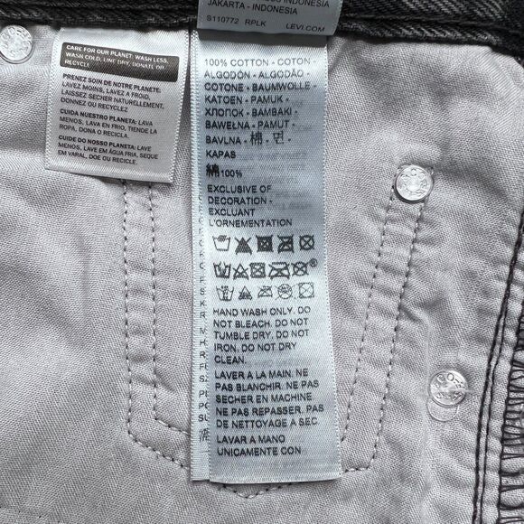 Levis Premium Womens Baggy Dad Denim Jeans 28 Black Gray Mid Rise Loose Relaxed - Picture 15 of 16